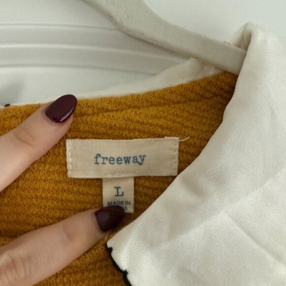 Modcloth Mustard Yellow Collared Sweater, Size L - Picture 8 of 8